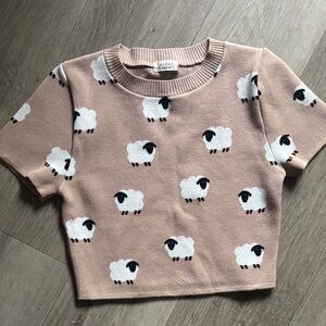 Debut Kids Sheep Print Tee in Tan